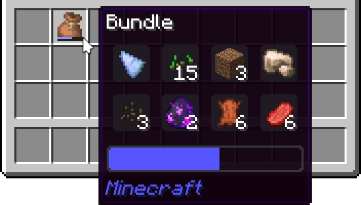 Minecraft bundle with items in it
