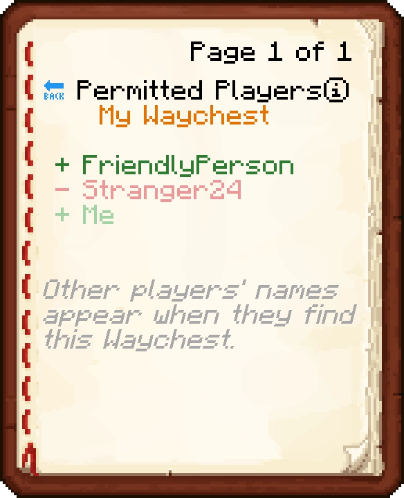 Waychest protection permission menu